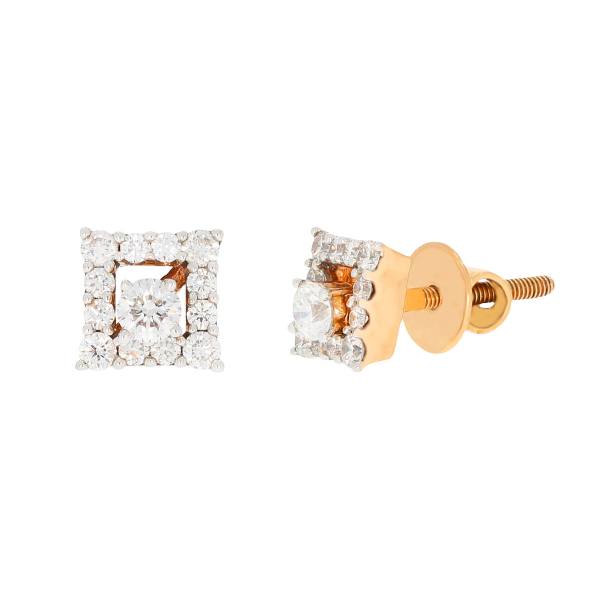 18K Diamond Box Studs for Sophisticated Touch