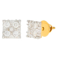 18K Radiant Diamond Square Stud Earrings for Elegant Glow