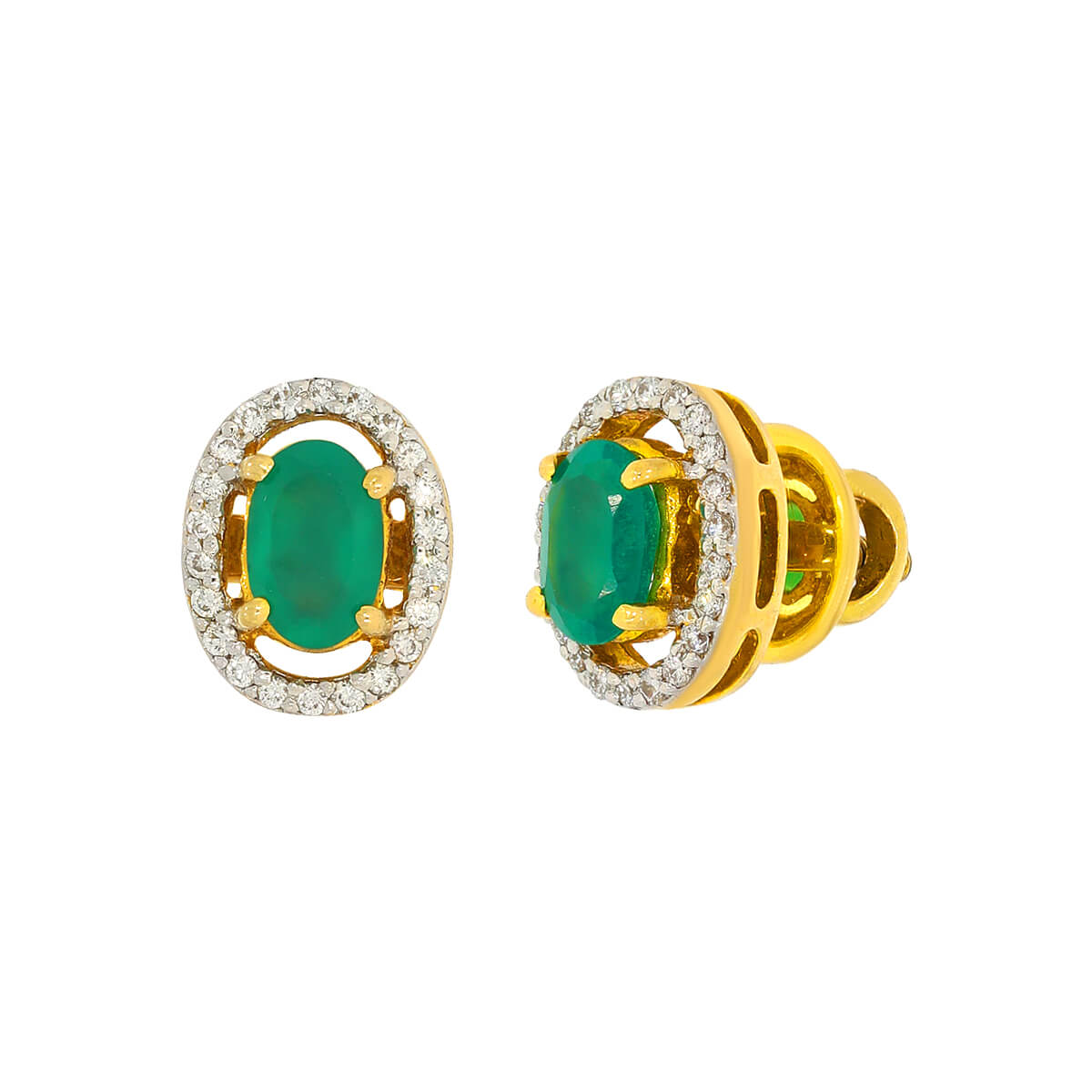Gleaming Green 18K Diamond Studs