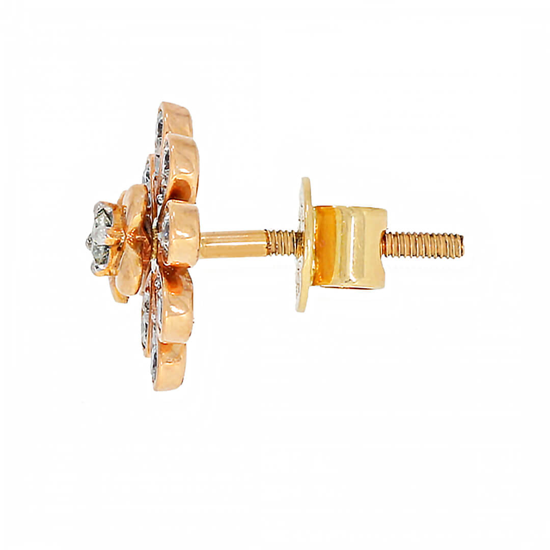 18K Diamond Floral Studs for Modern Style