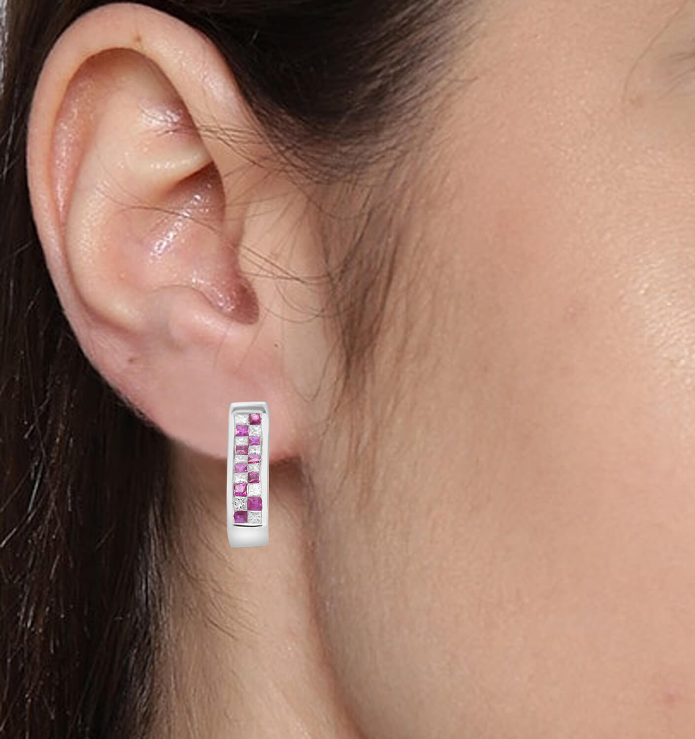 Sleek Style Diamond Hoop