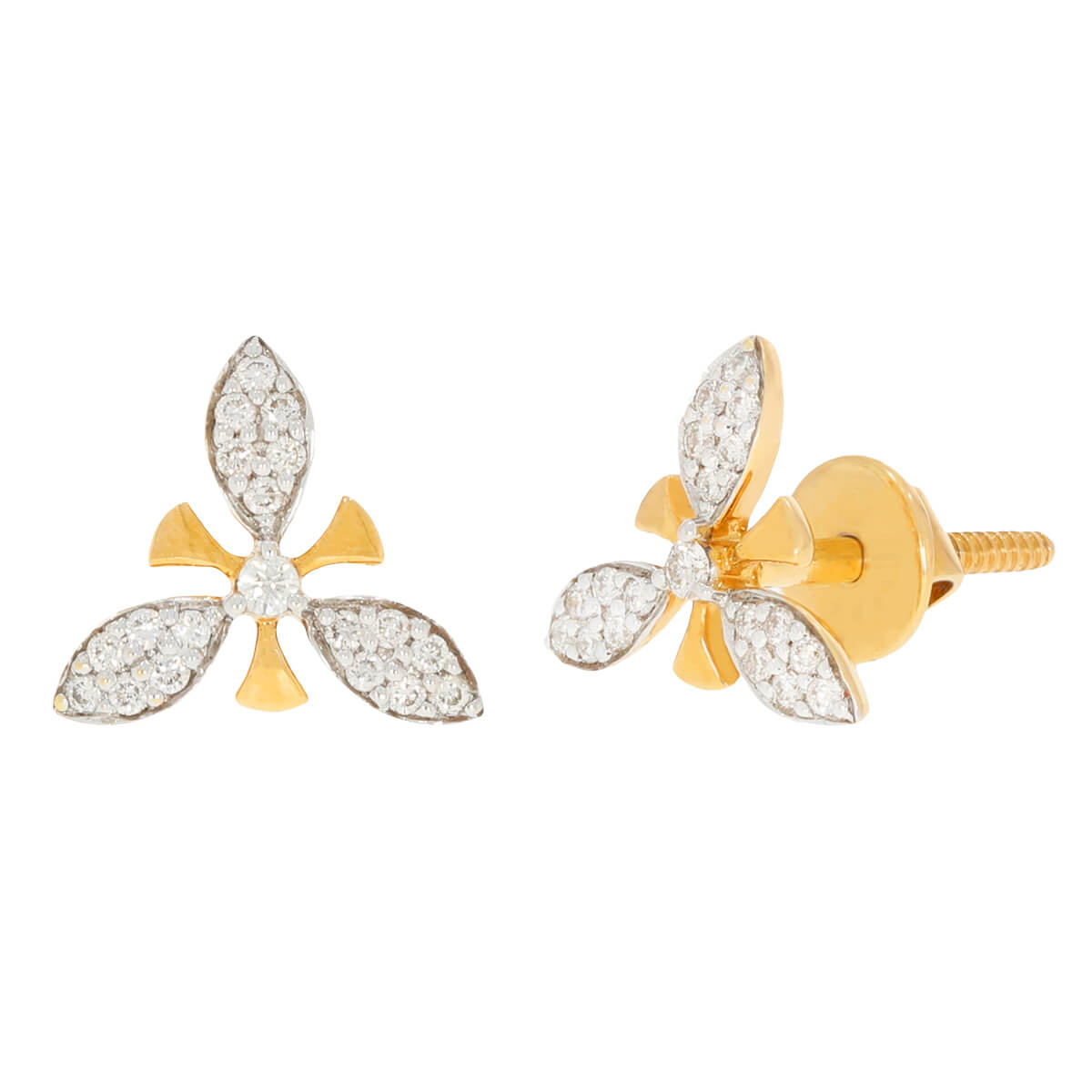 Luxurious 18K Clover Stud Earrings