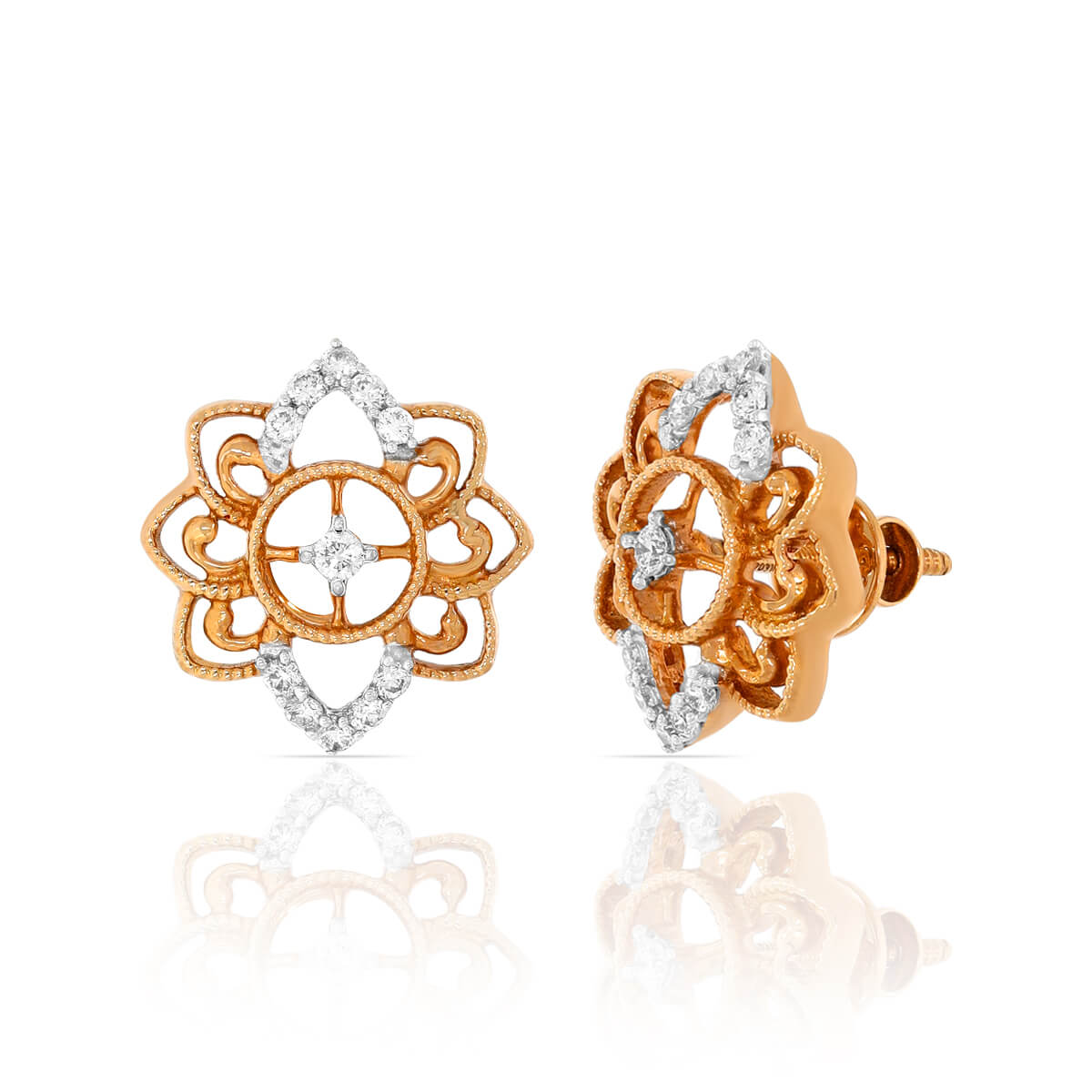 Gracious Star Flower Gold Studs 18K