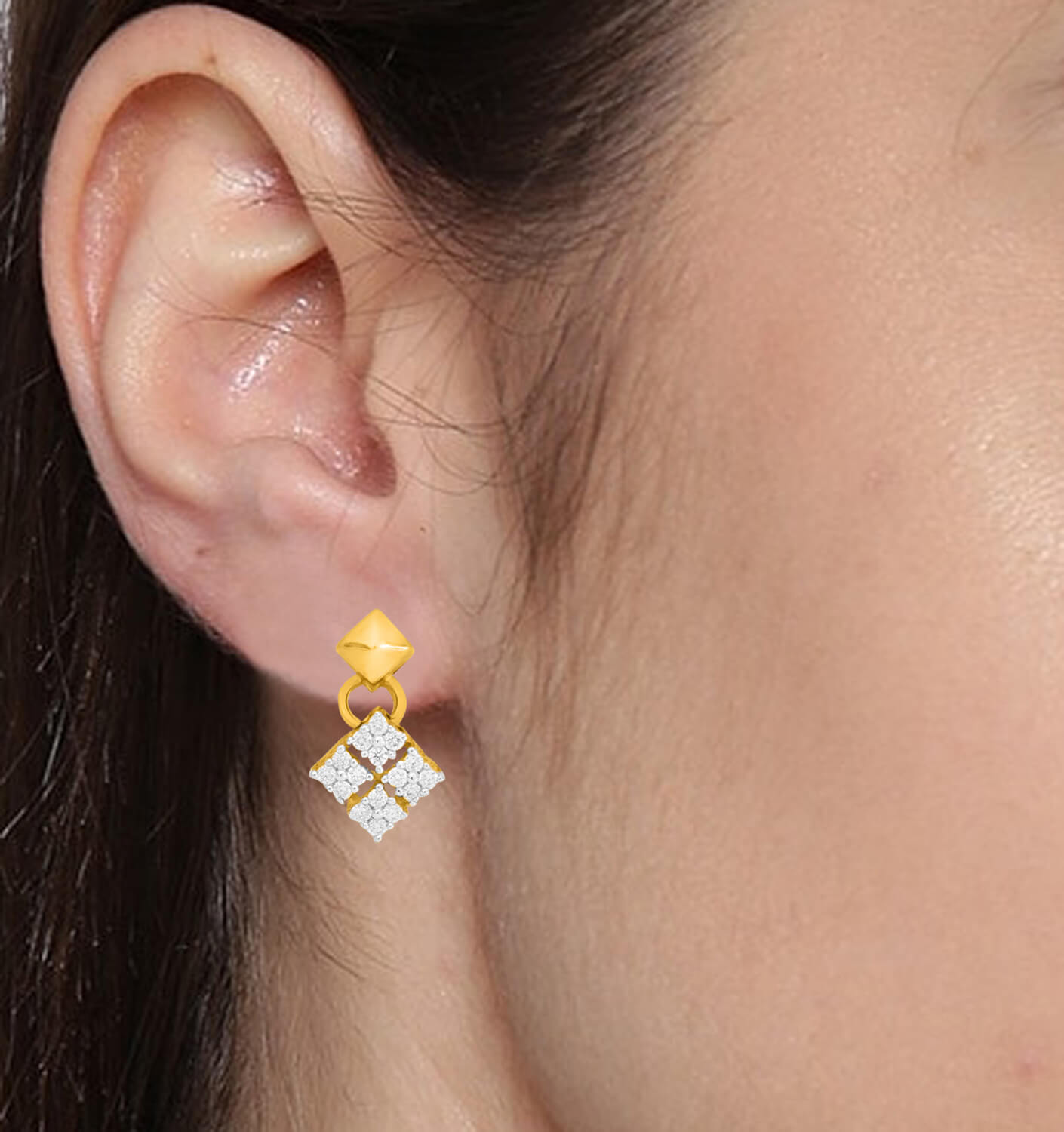 Subtle and Minimal 18K Gold Square Studs