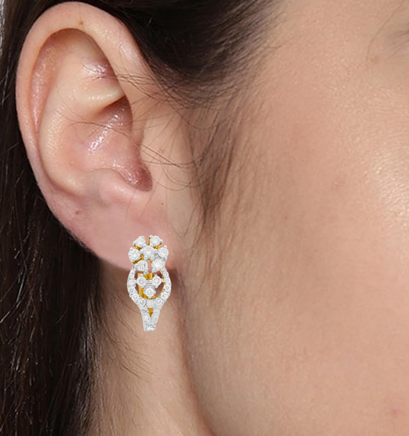 Shimmering Floweret Diamond Hoops