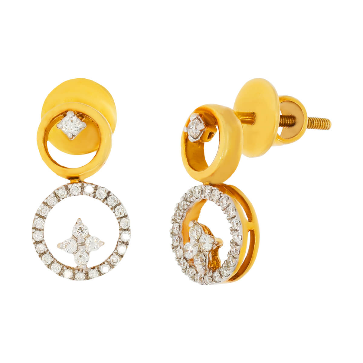 18K Finely Crafted Circular Gold Studs