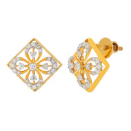 Exquisitely Detailed Clover Studs in 18K Gold