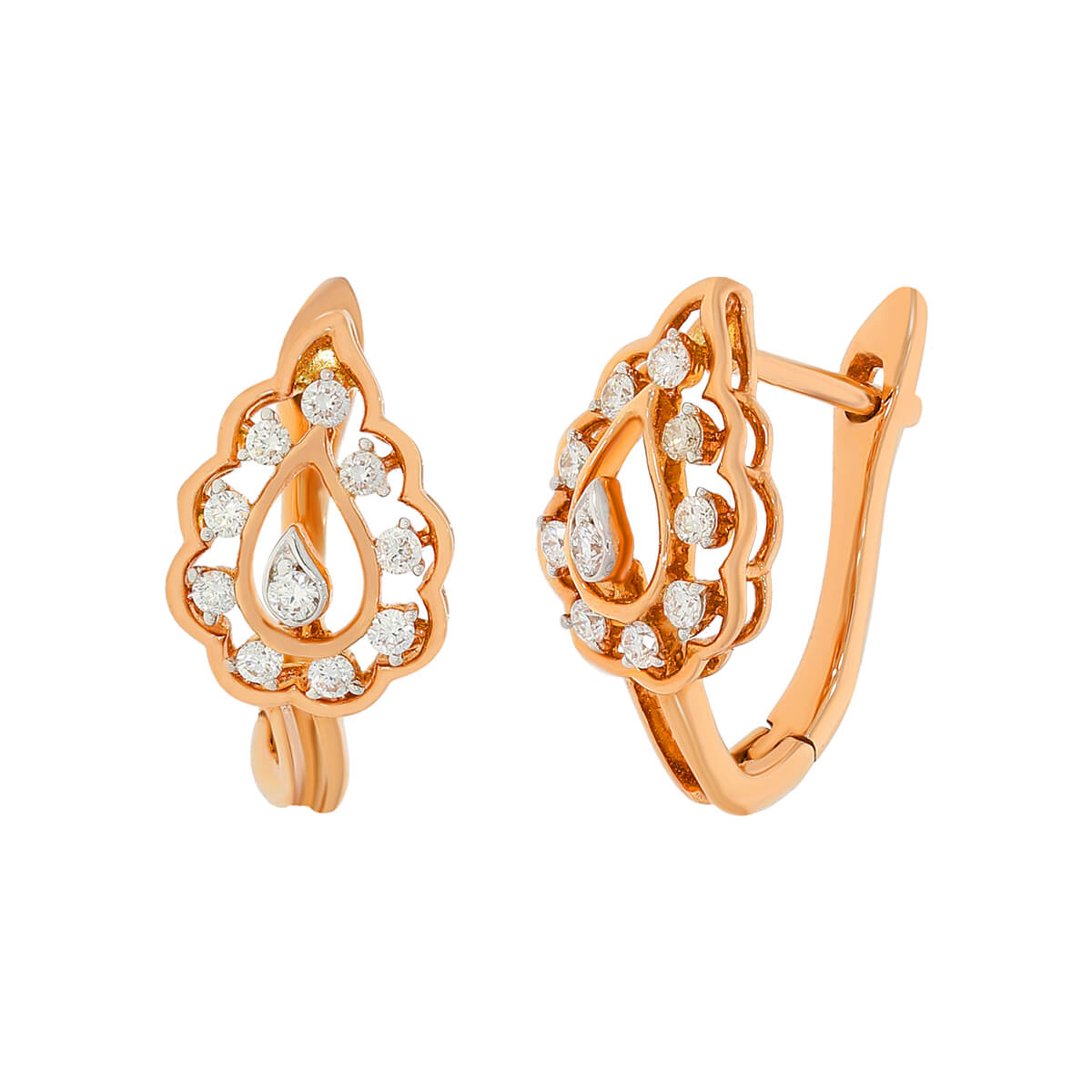 Polished Elegance 18K Leaf Hoops