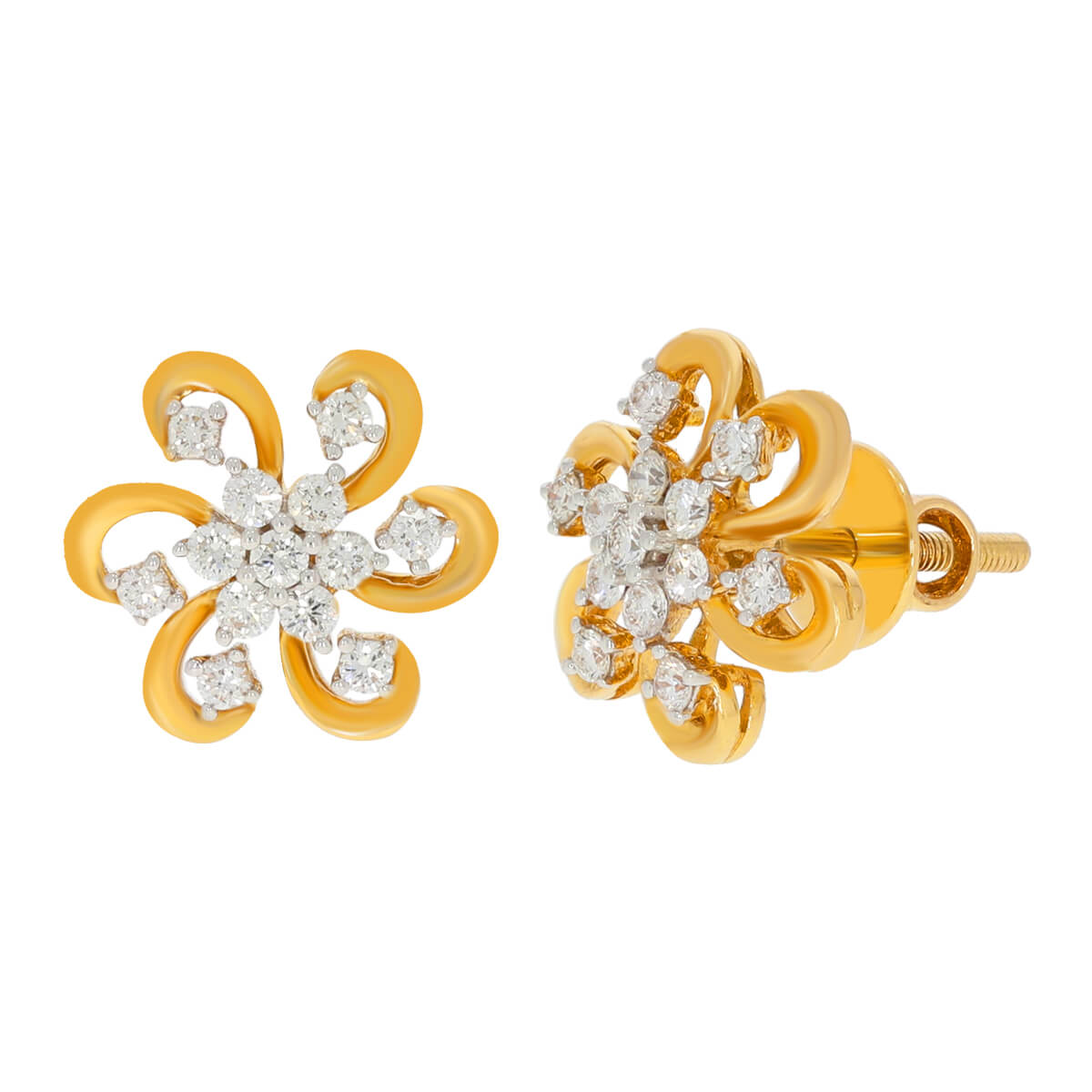 18K Diamond Studs with Luxurious Floral Motifs