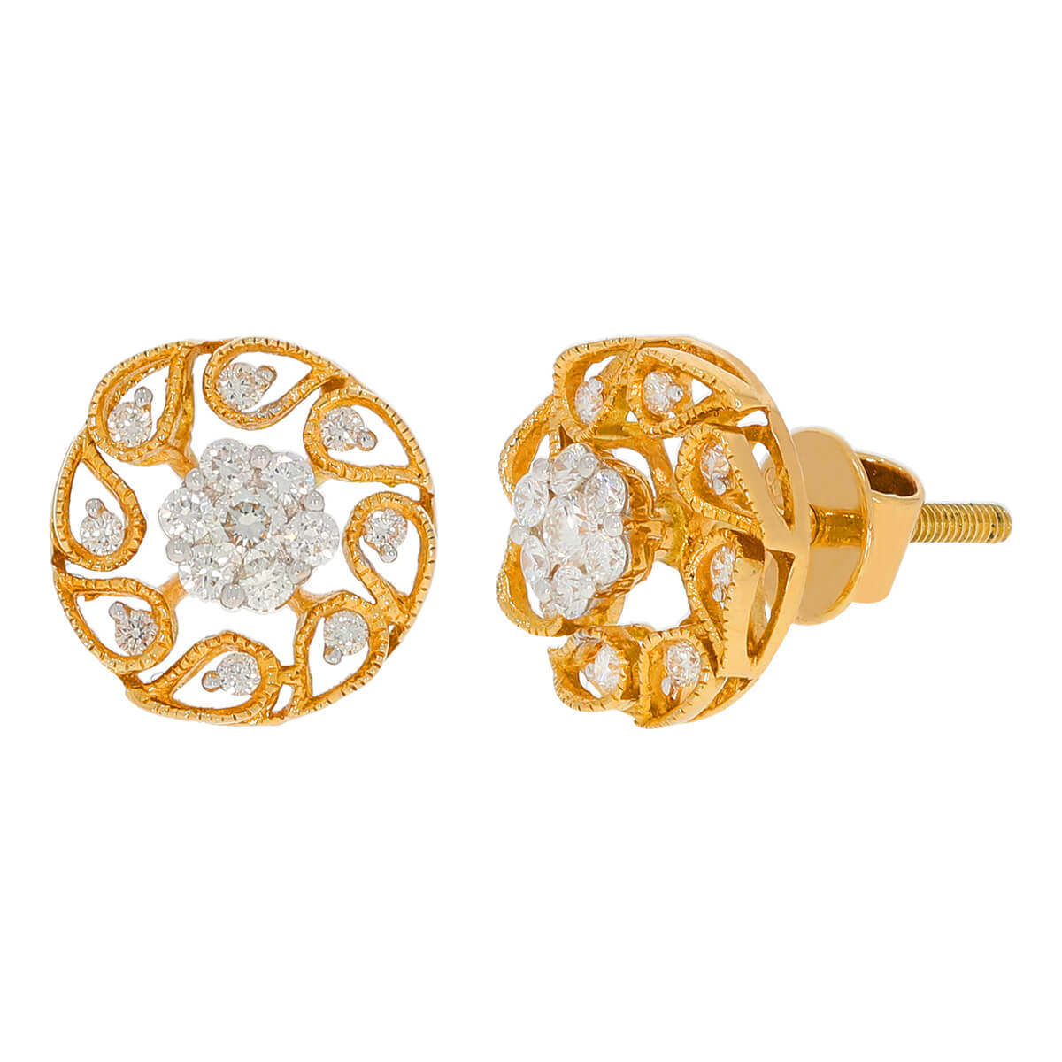 18K Golden Blossom Studs with Delicate Detail