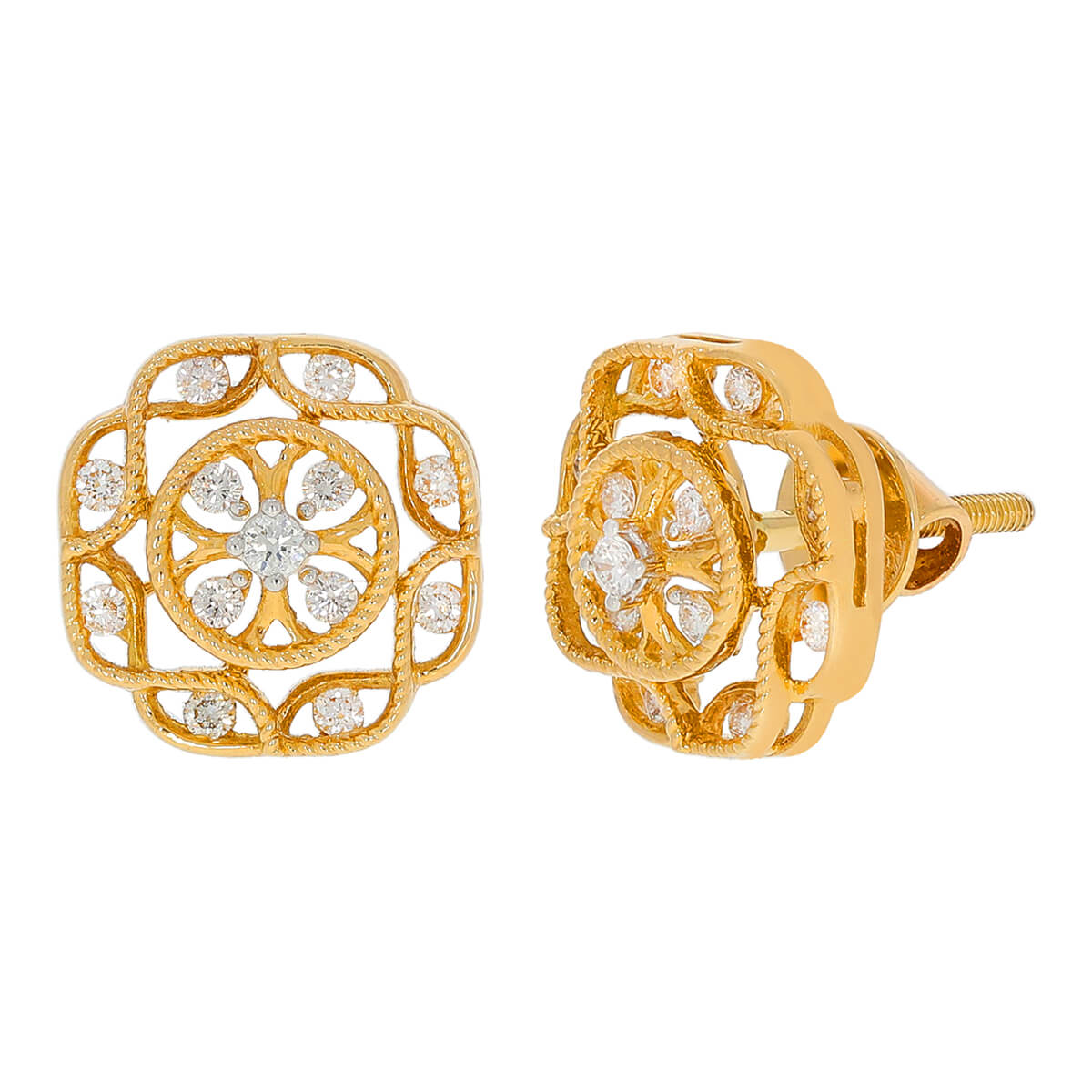 Exquisitely Detailed Flower Studs 18K