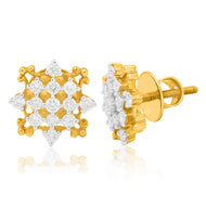 Dainty Square Sparkle 18K Gold Studs