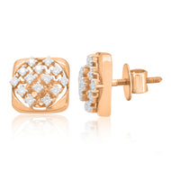 Modern Elegance 18K Rose Gold Studs in Square Design