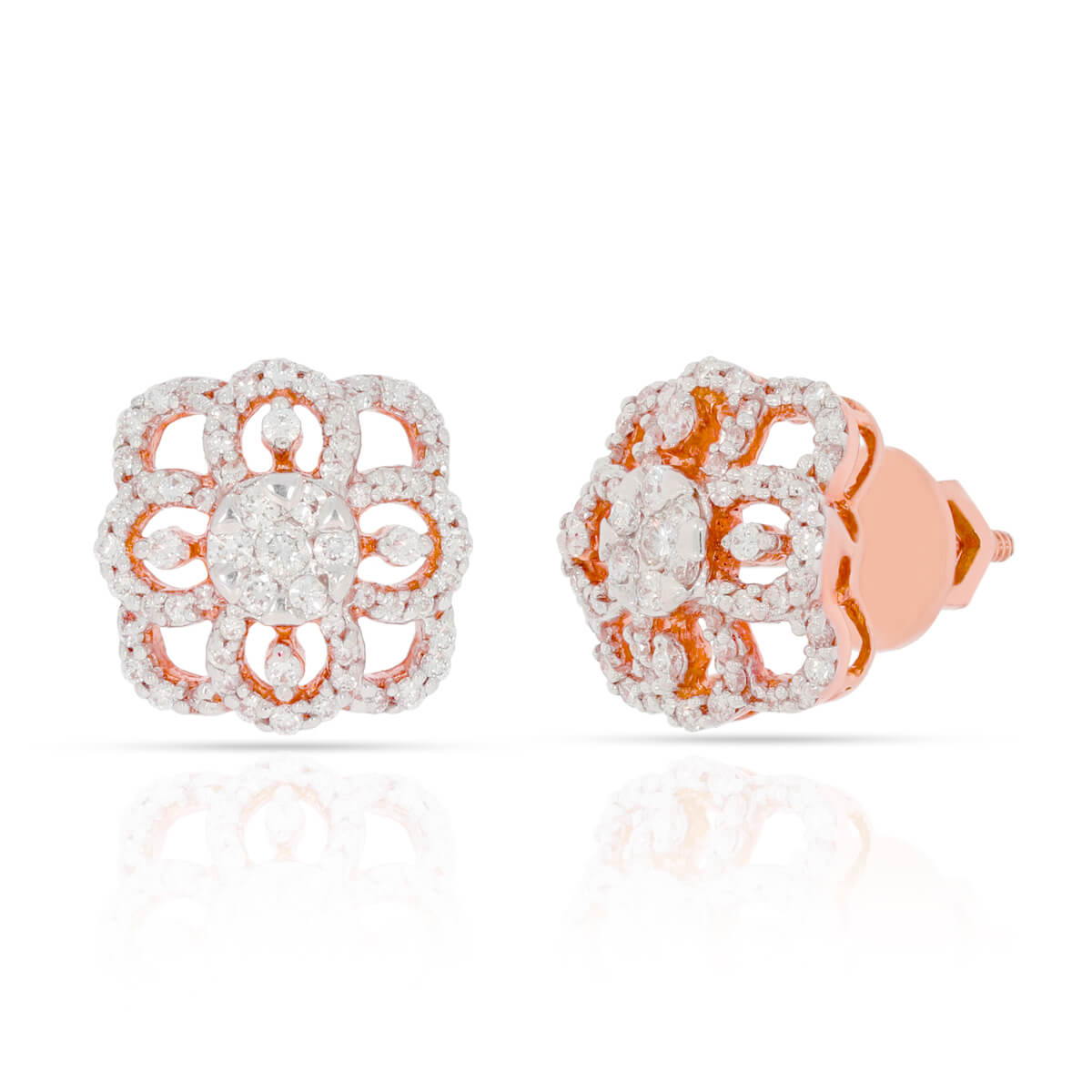 Artfully Crafted with Diamond 18K Stud Earrings
