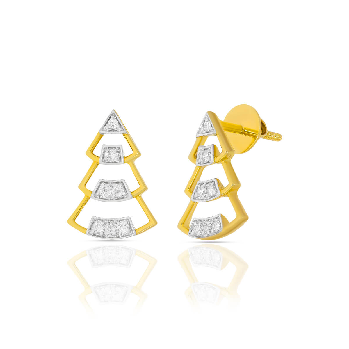 Trigonal Elegance 18K Diamond Stud Earrings
