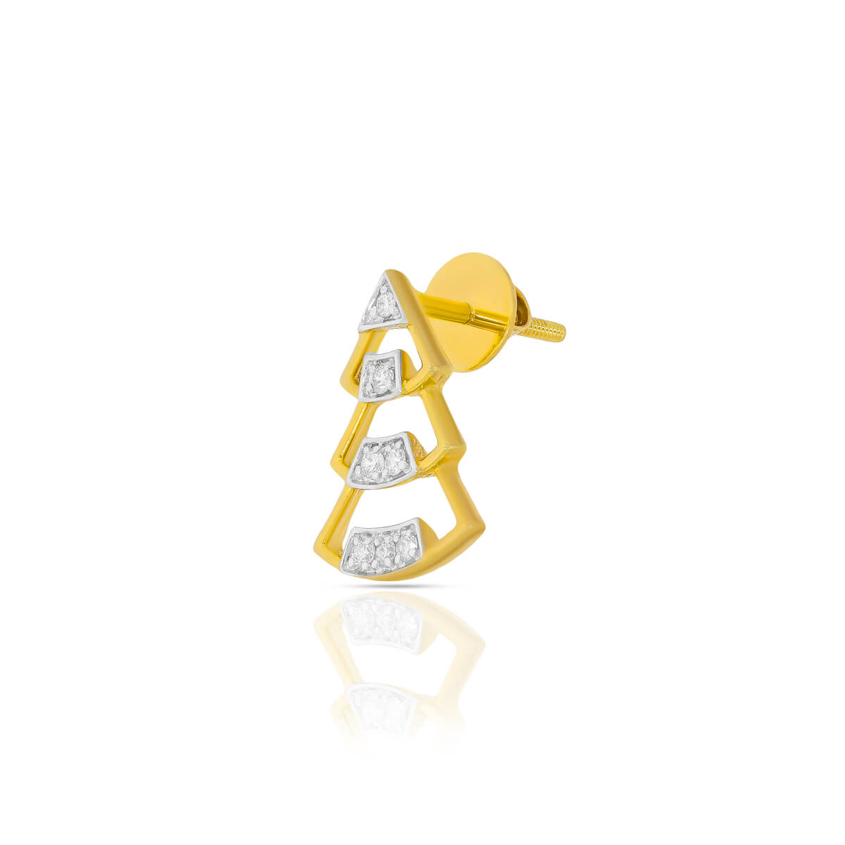 Trigonal Elegance 18K Diamond Stud Earrings