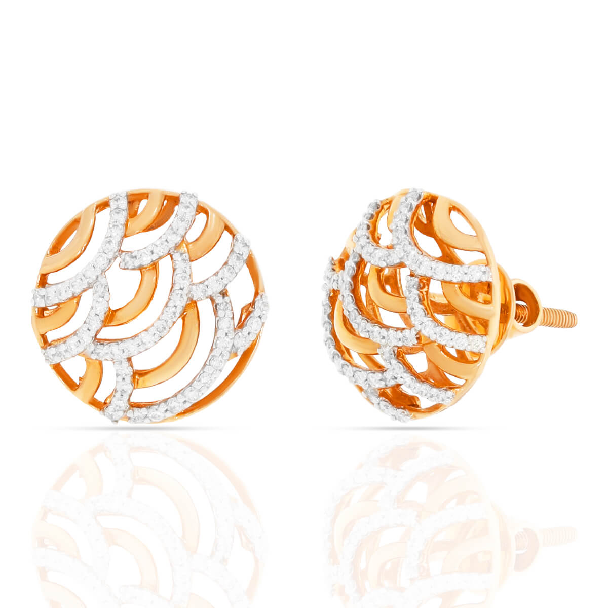Modern Graceful Oval 18K Diamond Studs