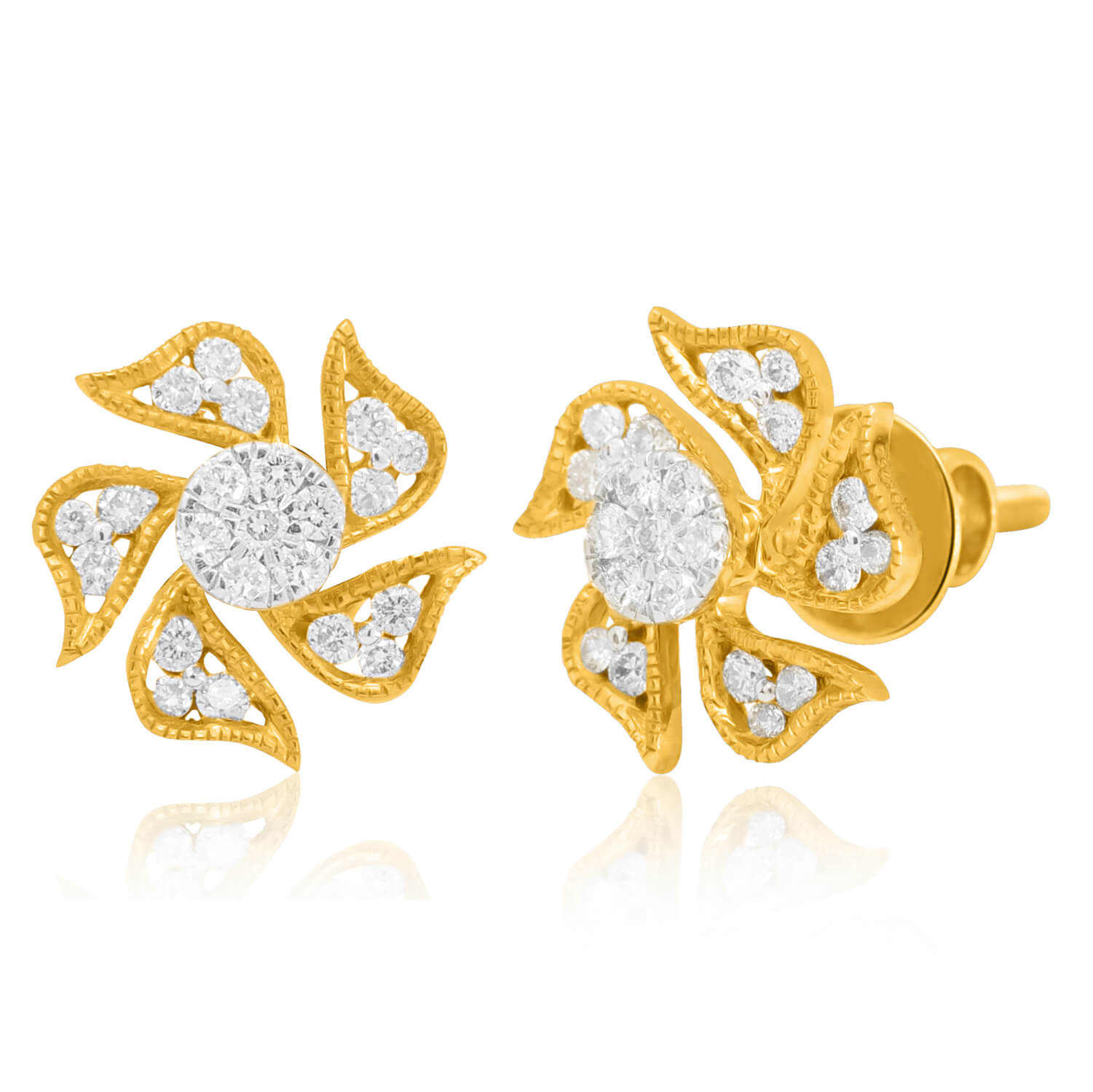 Luxurious Bloom 18K Gold Studs