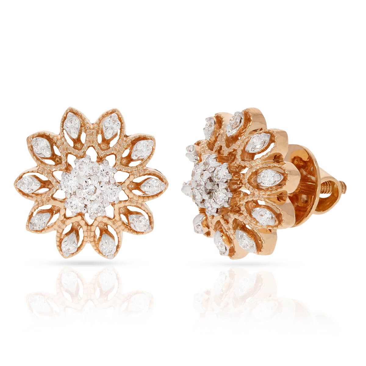 Classic Motif 18K Diamond Floral Studs