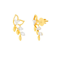 18K Leaflet Gold Studs with Subtle Elegance