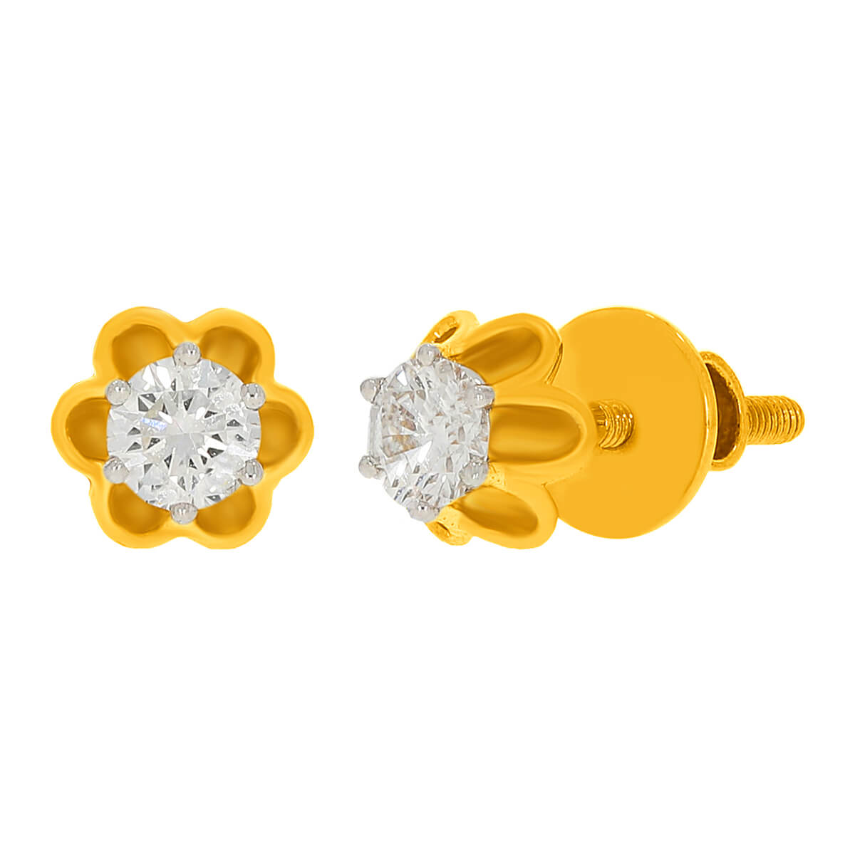 18K Alluring Flower Petal Diamond Studs