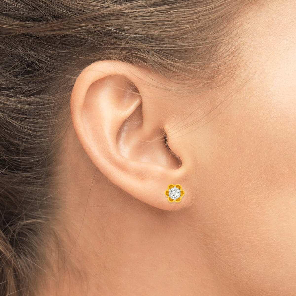 18K Alluring Flower Petal Diamond Studs