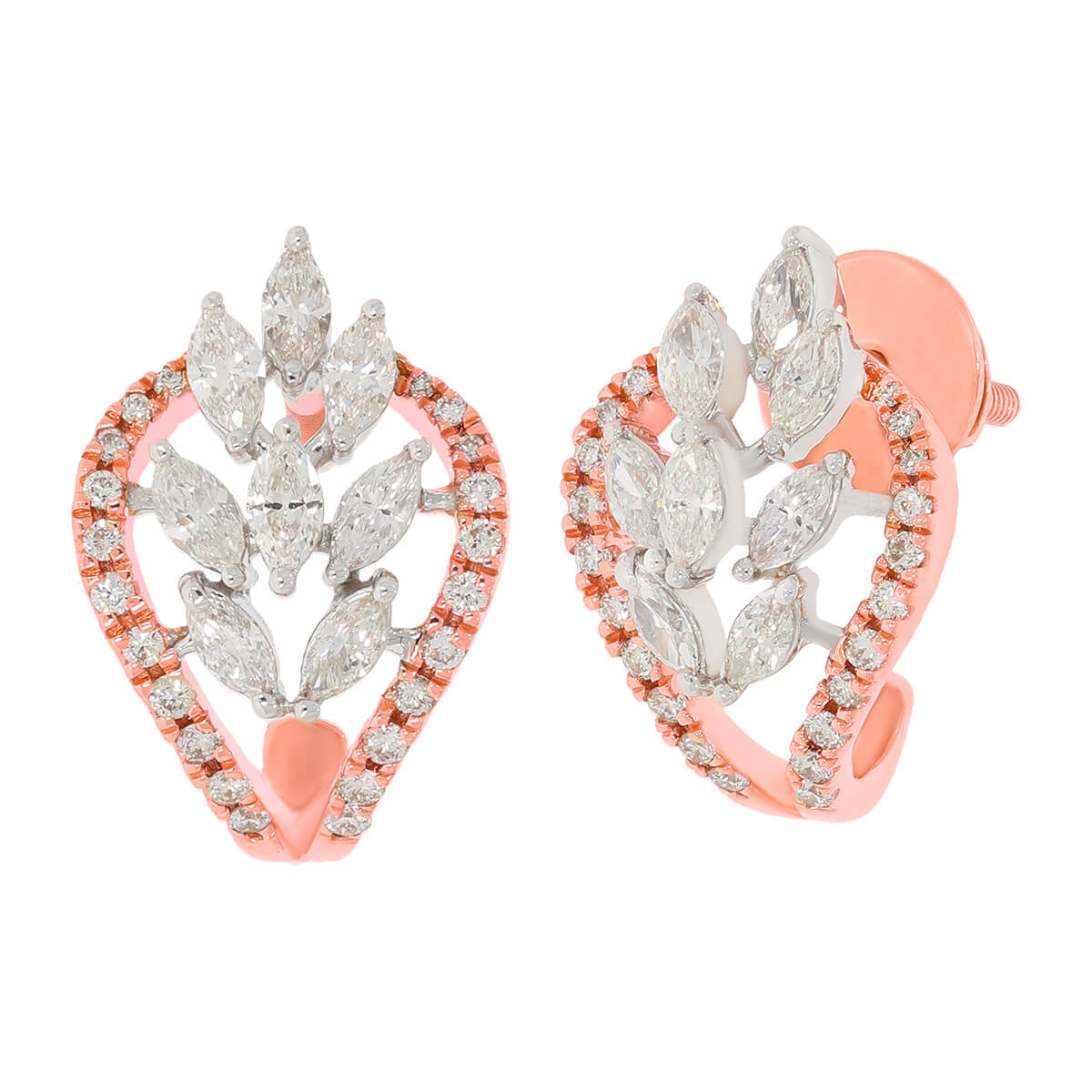 18K Diamond Harmony Leaflet Hoop Earrings