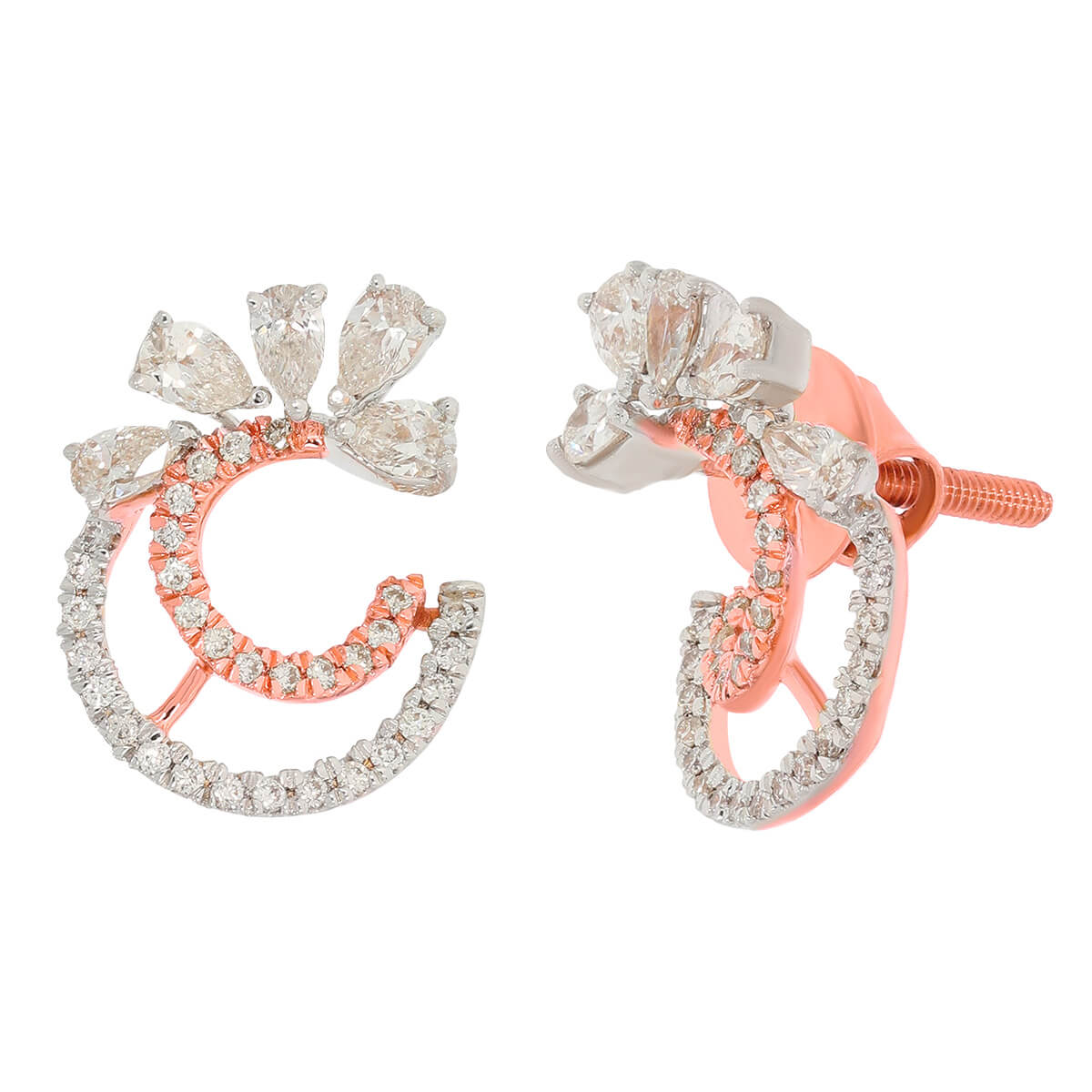 Luxurious Crescent Diamond Studs