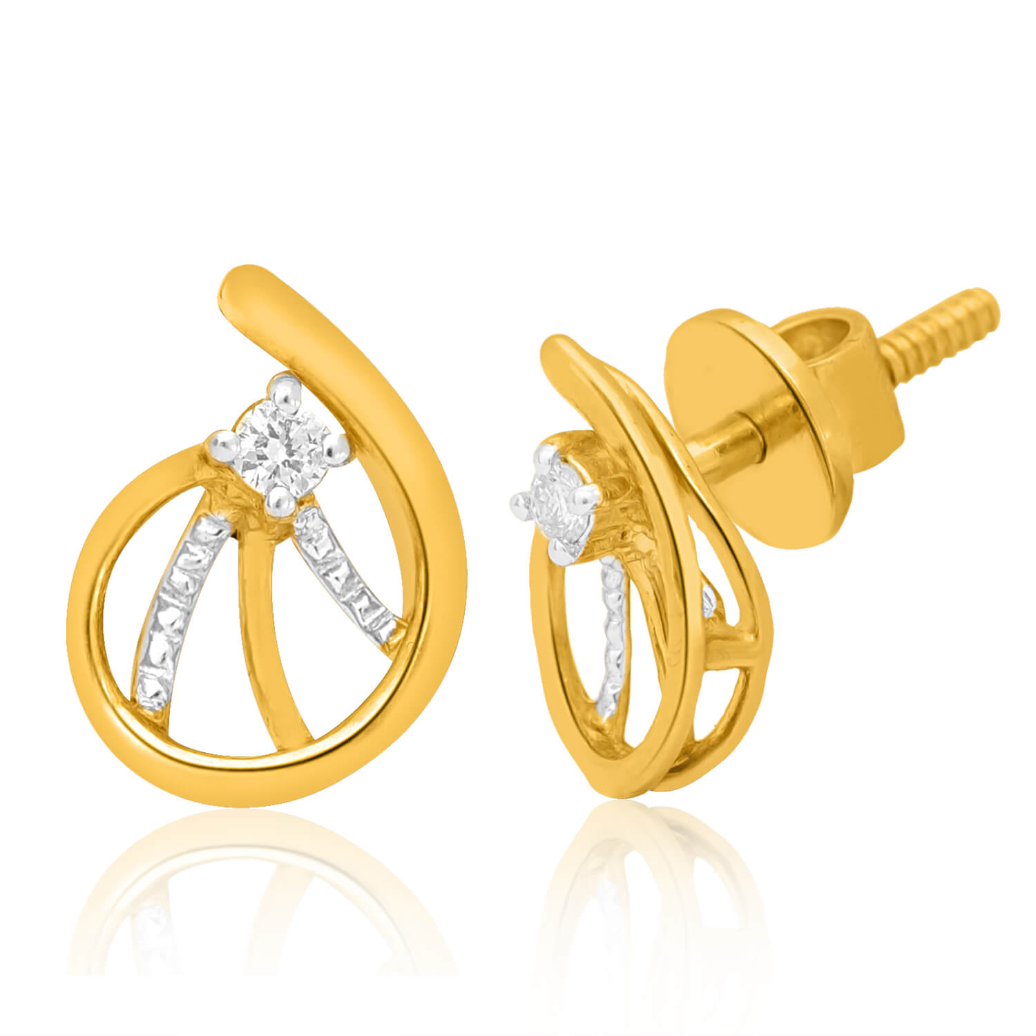 Contemporary Grace Gold Stud Earrings