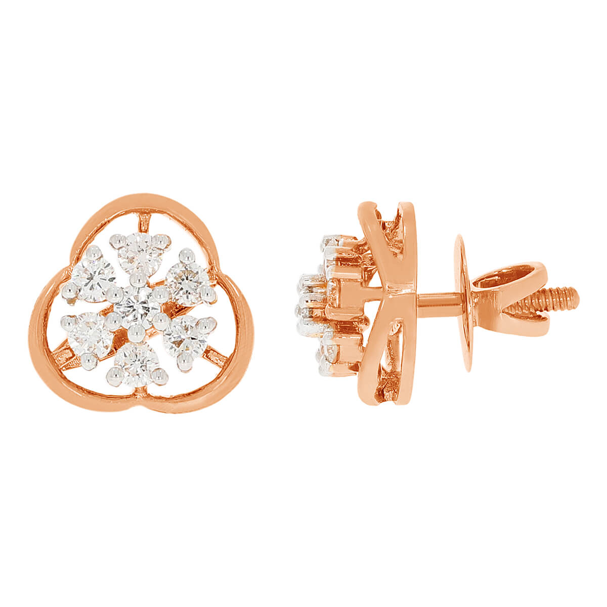 Exclusive Clover Style Rose Gold Studs 18K