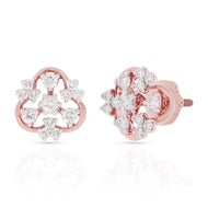 18K Rose Gold Clover Stud Earrings for Modern Elegance