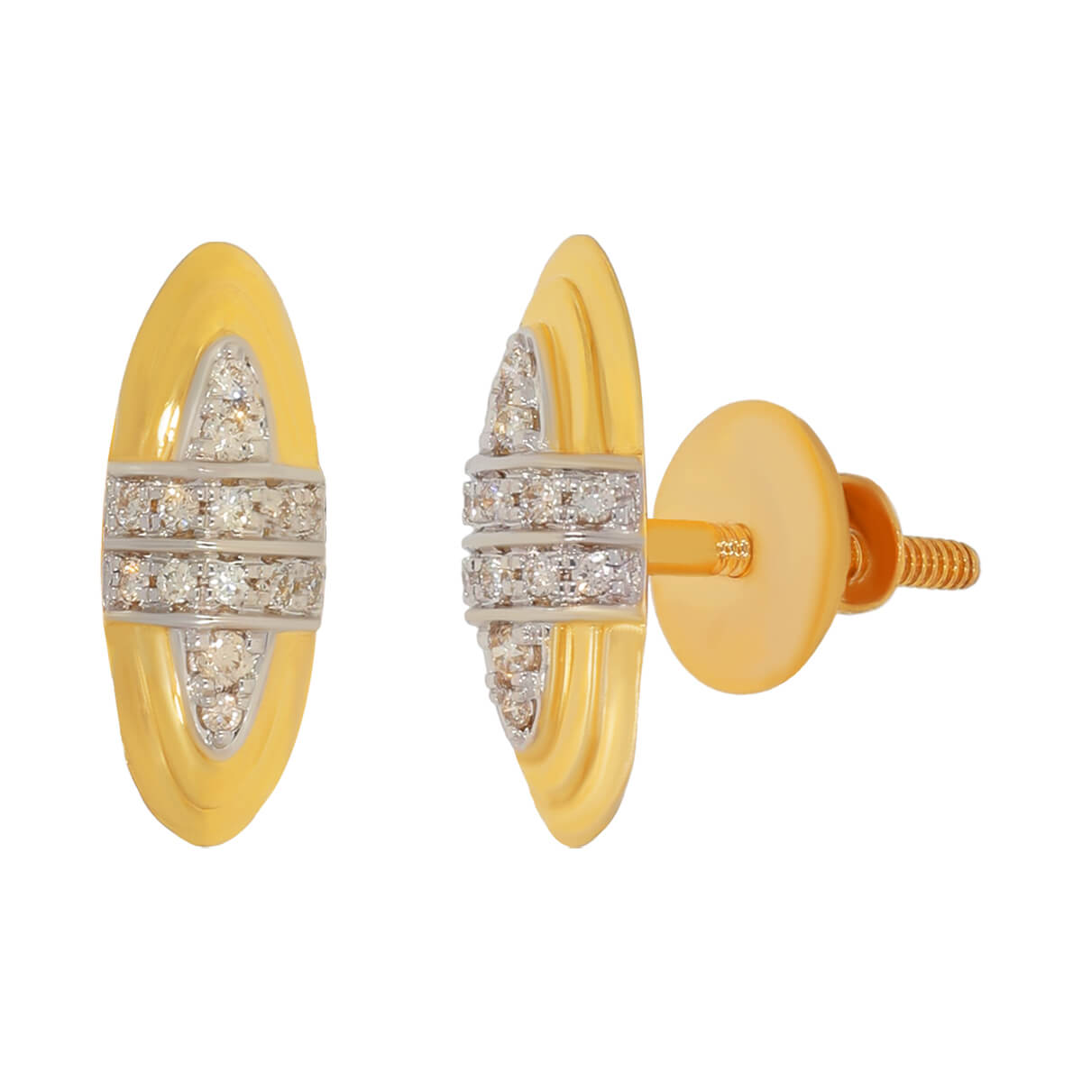 Sleek Oval 14K Diamond Studs