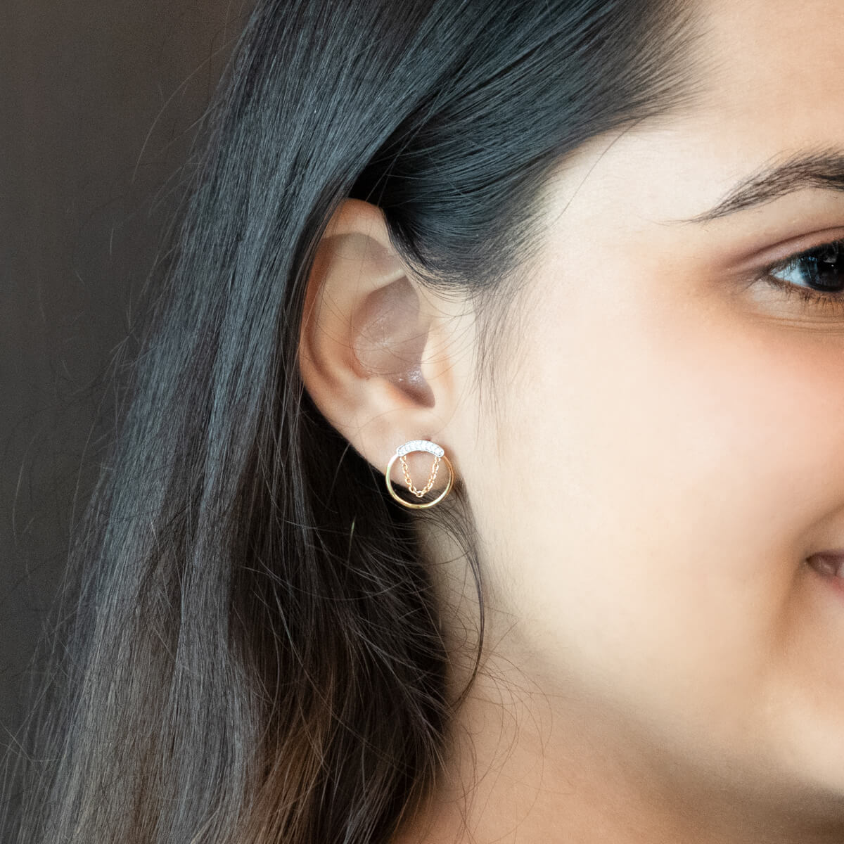 14K Spherical Diamond Studs for Simple Elegance