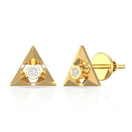 Cute Radiant 14K Trigonal Gold Stud Earrings