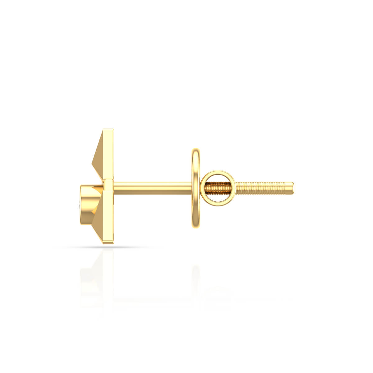 Cute Radiant 14K Trigonal Gold Stud Earrings
