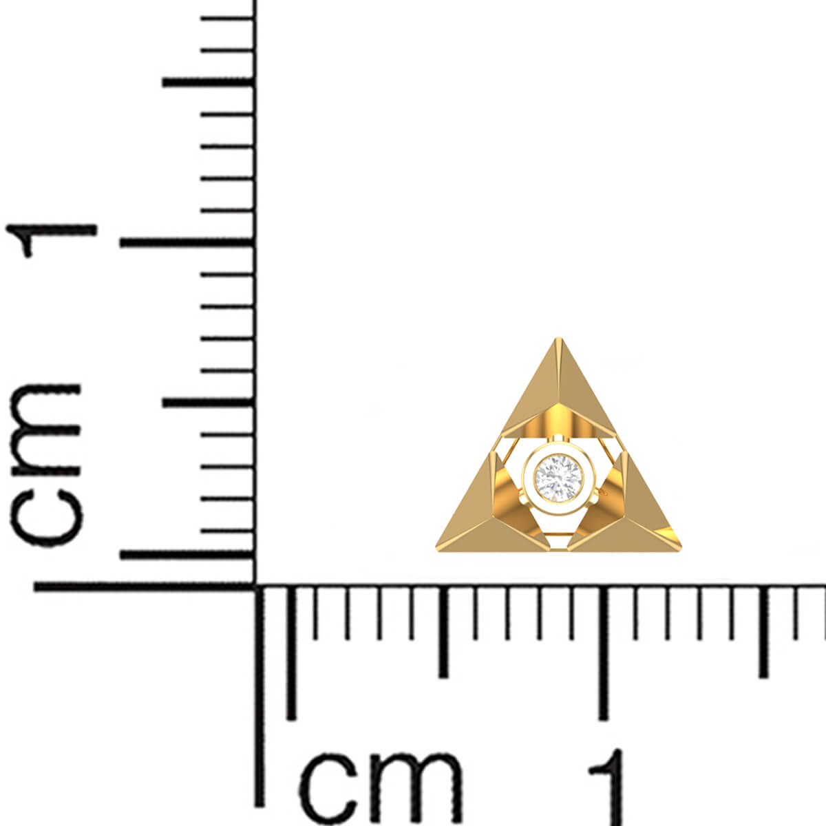 Cute Radiant 14K Trigonal Gold Stud Earrings