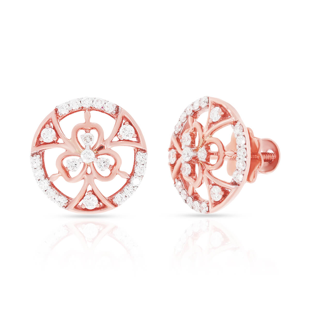 Floral 18K Classic Gold Stud Earrings