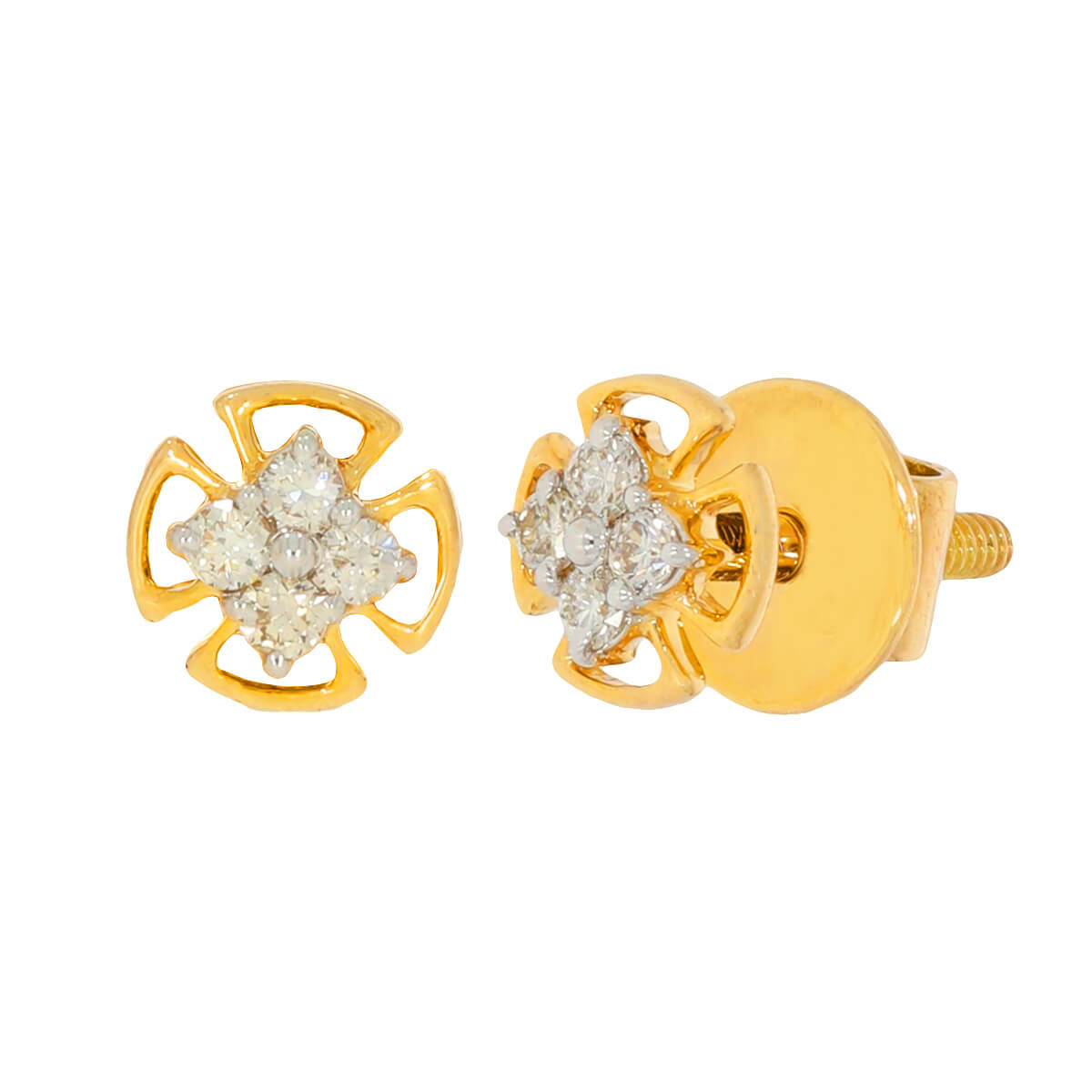 14K Gold Clover Stud Earrings With Charming Grace