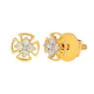 14K Gold Clover Stud Earrings With Charming Grace