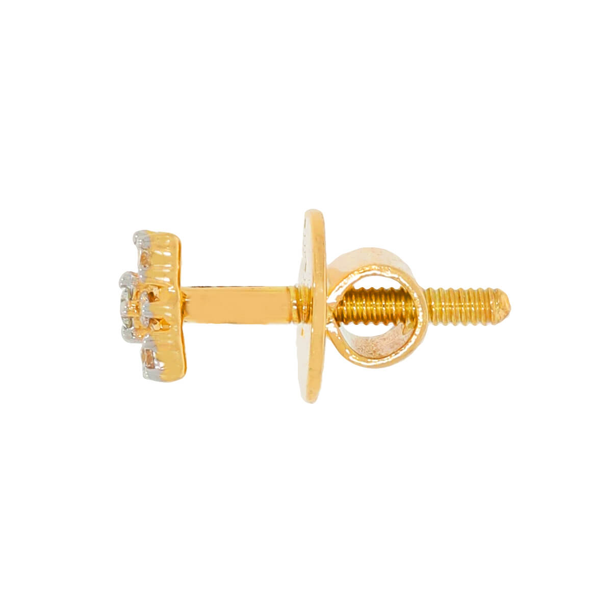 14K Radiant Petal Square Studs with Floral Motif