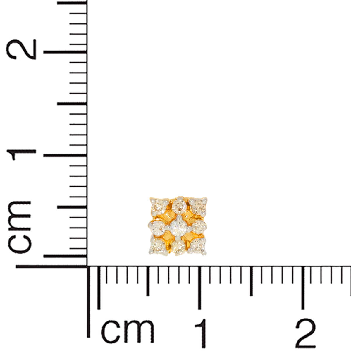 14K Radiant Petal Square Studs with Floral Motif
