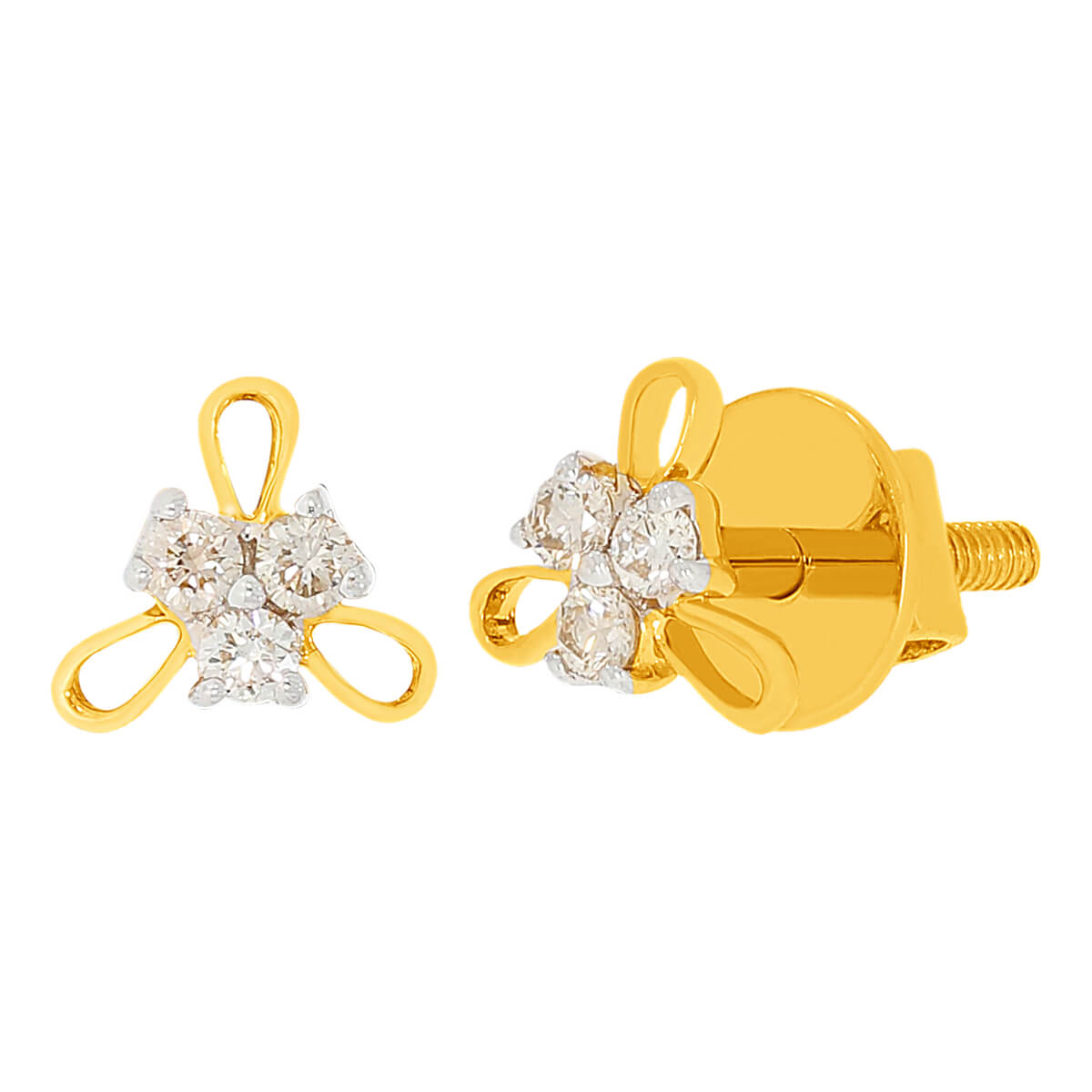 Chic 14K Gold Clover Stud Earrings