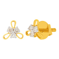 Chic 14K Gold Clover Stud Earrings