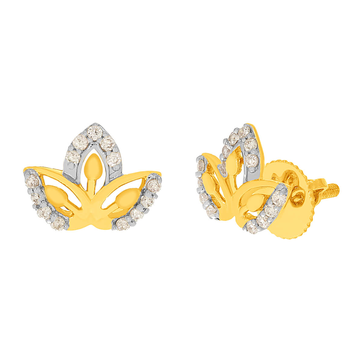 Glittering Tri-Petal 14K Studs for Modern Flair