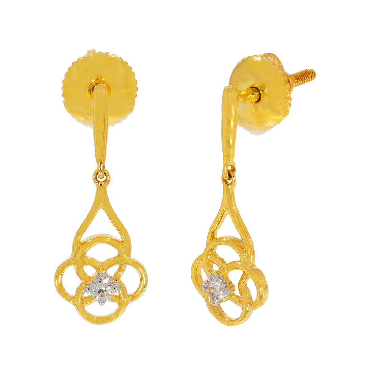 Gold Clover Danglers For Charming Elegance