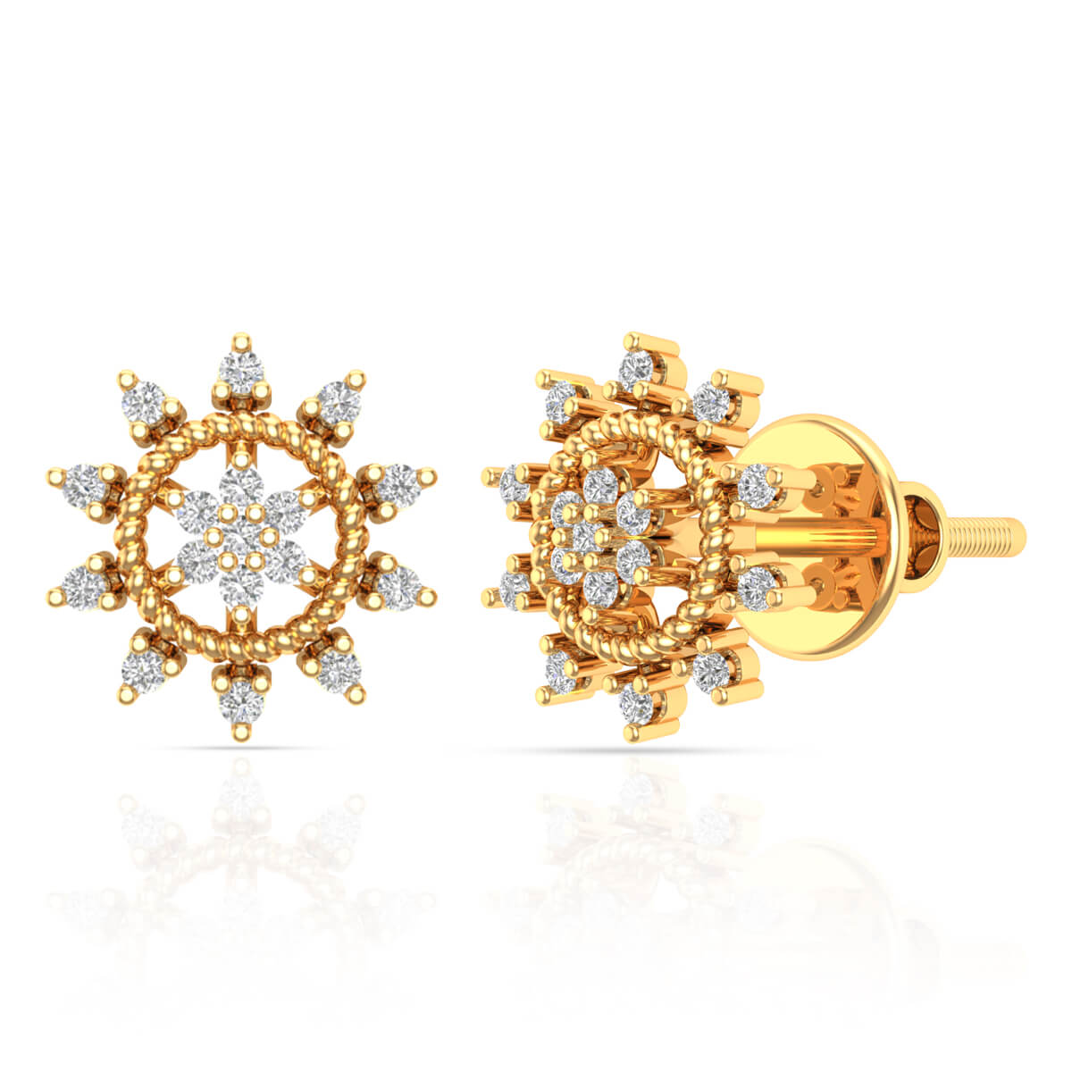 14K Delicate Wheel Motif Studs For Everyday Radiance