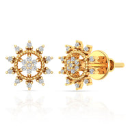 14K Delicate Wheel Motif Studs For Everyday Radiance