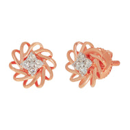Charming Flower Motif 14K Rose Gold Studs