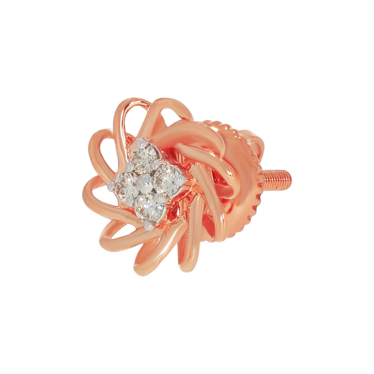 Charming Flower Motif 14K Rose Gold Studs
