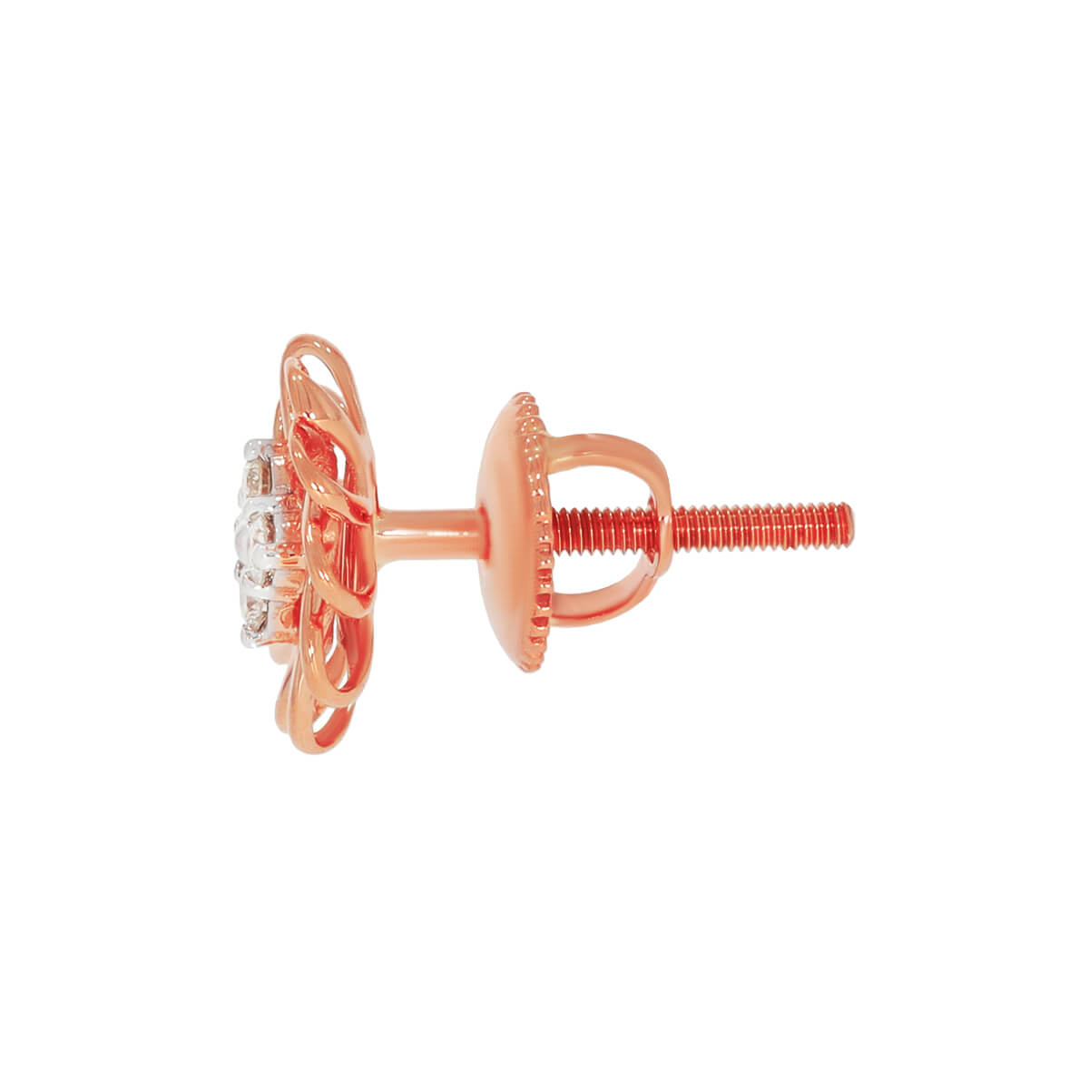 Charming Flower Motif 14K Rose Gold Studs